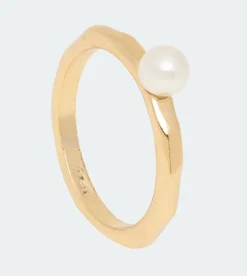 Outlet Anekke Anillo Dorado Con Perla Fehu