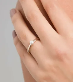Outlet Anekke Anillo Dorado Con Perla Fehu