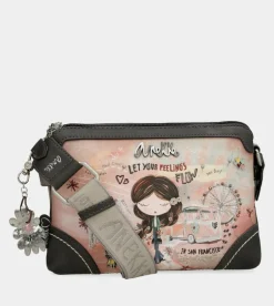 Discount Anekke Bandolera 2 Compartimentos Peace & Love Rosa