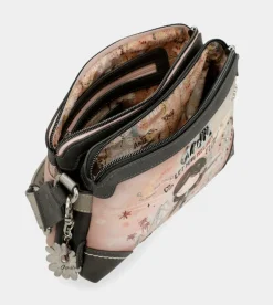 Discount Anekke Bandolera 2 Compartimentos Peace & Love Rosa