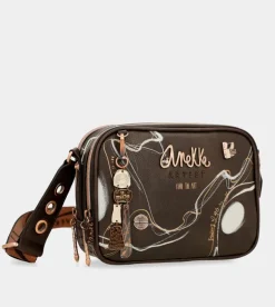 Shop Anekke Bandolera Marron 2 Compartimentos Nature Shodo