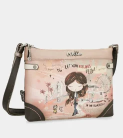 Clearance Anekke Bandolera Mediana Peace & Love Rosa