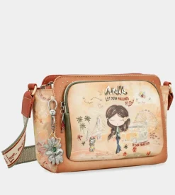 Online Anekke Bandolera Rectangular Peace & Love Camel