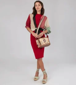 Online Anekke Bandolera Rectangular Peace & Love Camel