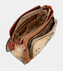Online Anekke Bandolera Rectangular Peace & Love Camel