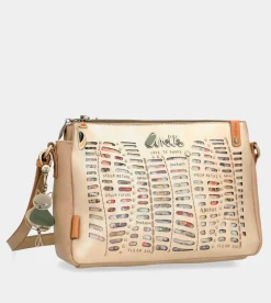 Shop Anekke Bandolera Tres Compartimentos Dorada Nature Pachamama