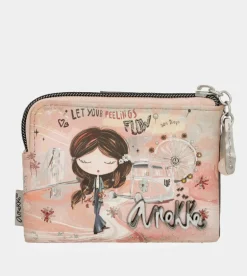Discount Anekke Billetero Rfid Pequeno Peace & Love Rosa