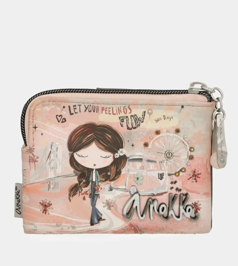 Discount Anekke Billetero Rfid Pequeno Peace & Love Rosa