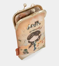 Hot Anekke Bolso Billetero 3 En 1 Rfid Peace & Love Camel