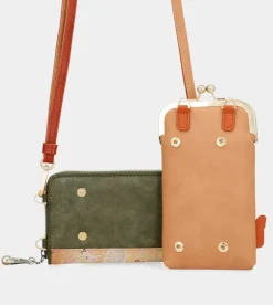 Hot Anekke Bolso Billetero 3 En 1 Rfid Peace & Love Camel