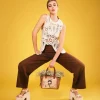 Online Anekke Bolso Bowling Peace & Love Camel