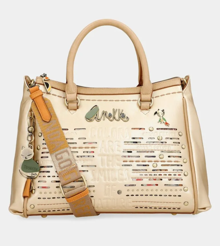 Best Sale Anekke Bolso Tipo Doctor Dorado Nature Pachamama