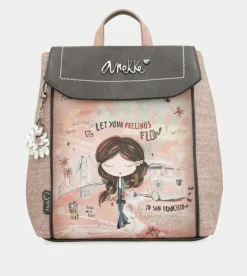 Sale Anekke Mochila Con Solapa Peace & Love Rosa