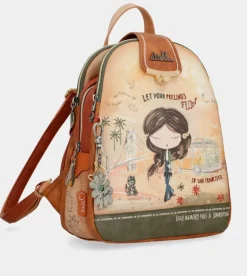 Store Anekke Mochila Triple Compartimento Peace & Love Camel