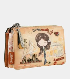 Hot Anekke Monedero 3 Compartimentos Peace & Love Camel
