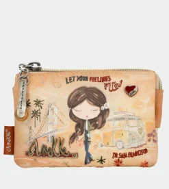 Hot Anekke Monedero 3 Compartimentos Peace & Love Camel